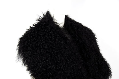 Vintage Mariella Burani Mongolian lamb fur oversized scarf / Made in Italy