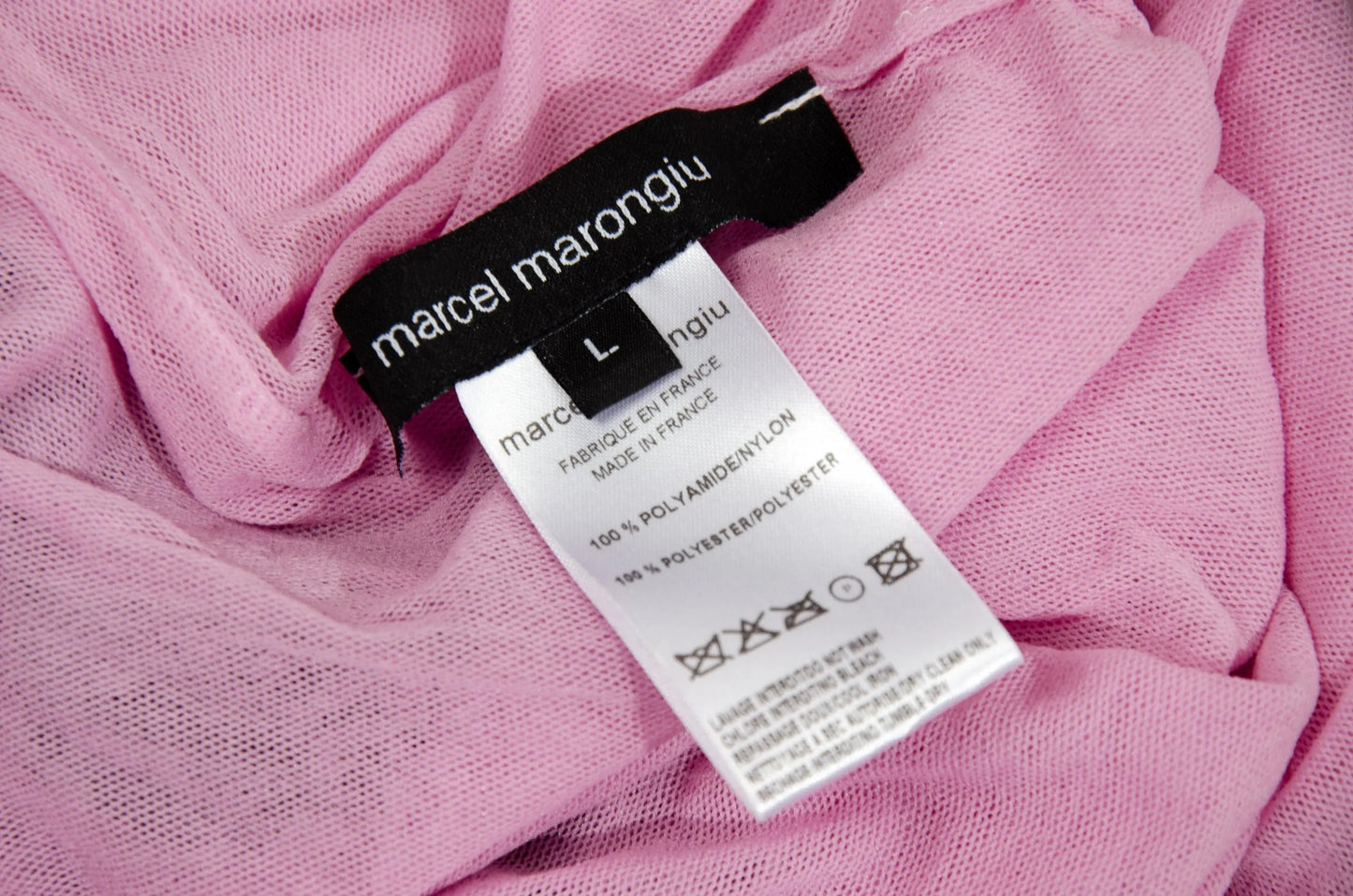 S/S 2003 Marcel Marongiu pink mesh wrap around satin ribbon sleeveless tube top / Made in France