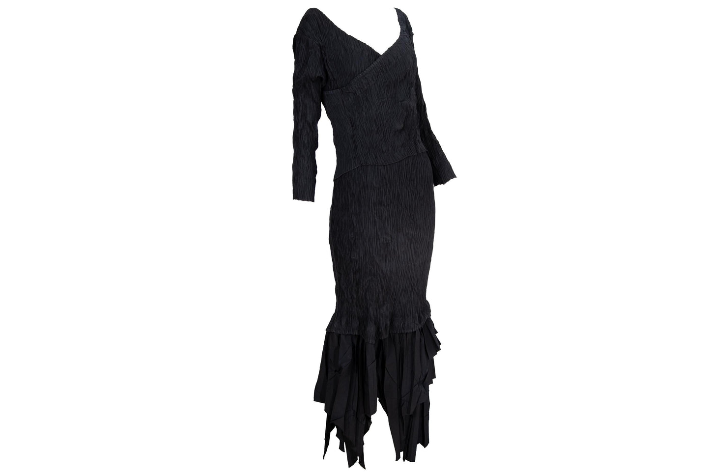 Vintage French brand permanent pleats two piece set dress / Made in France
