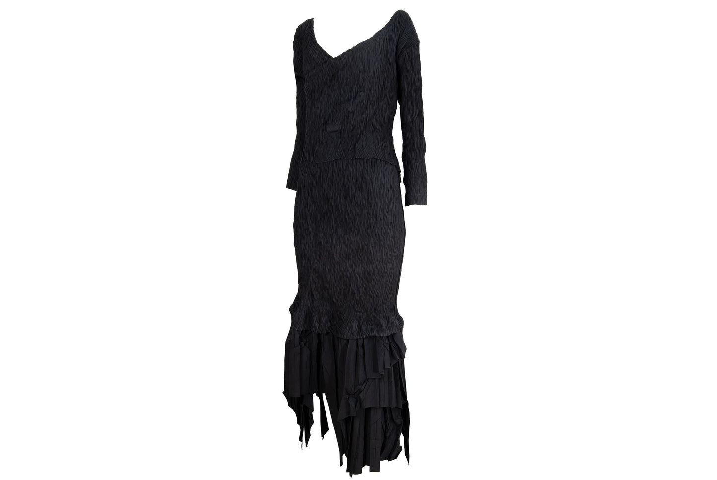 Vintage French brand permanent pleats two piece set dress / Made in France