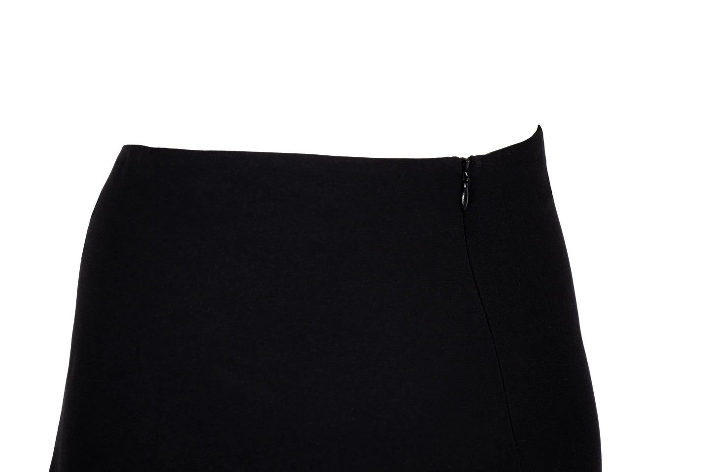 Vintage Jean Colonna black mini skirt with metal eyelets and fabric strips details / Made in Italy