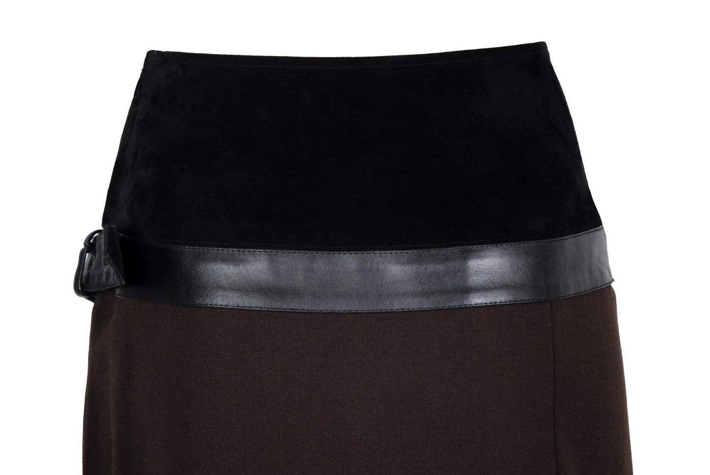 F/W 2002 Simultaneous suede and wool skirt / Vintage Simultaneous buckle belt skirt / Made in Italy
