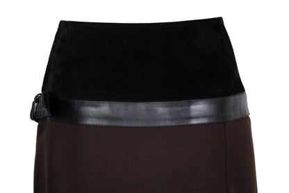 F/W 2002 Simultaneous suede and wool skirt / Vintage Simultaneous buckle belt skirt / Made in Italy