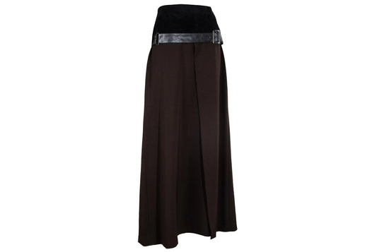 F/W 2002 Simultaneous suede and wool skirt / Vintage Simultaneous buckle belt skirt / Made in Italy