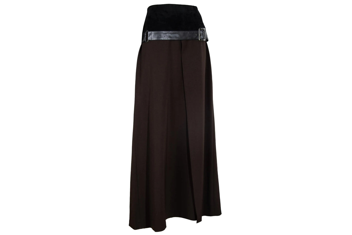 F/W 2002 Simultaneous suede and wool skirt / Vintage Simultaneous buckle belt skirt / Made in Italy