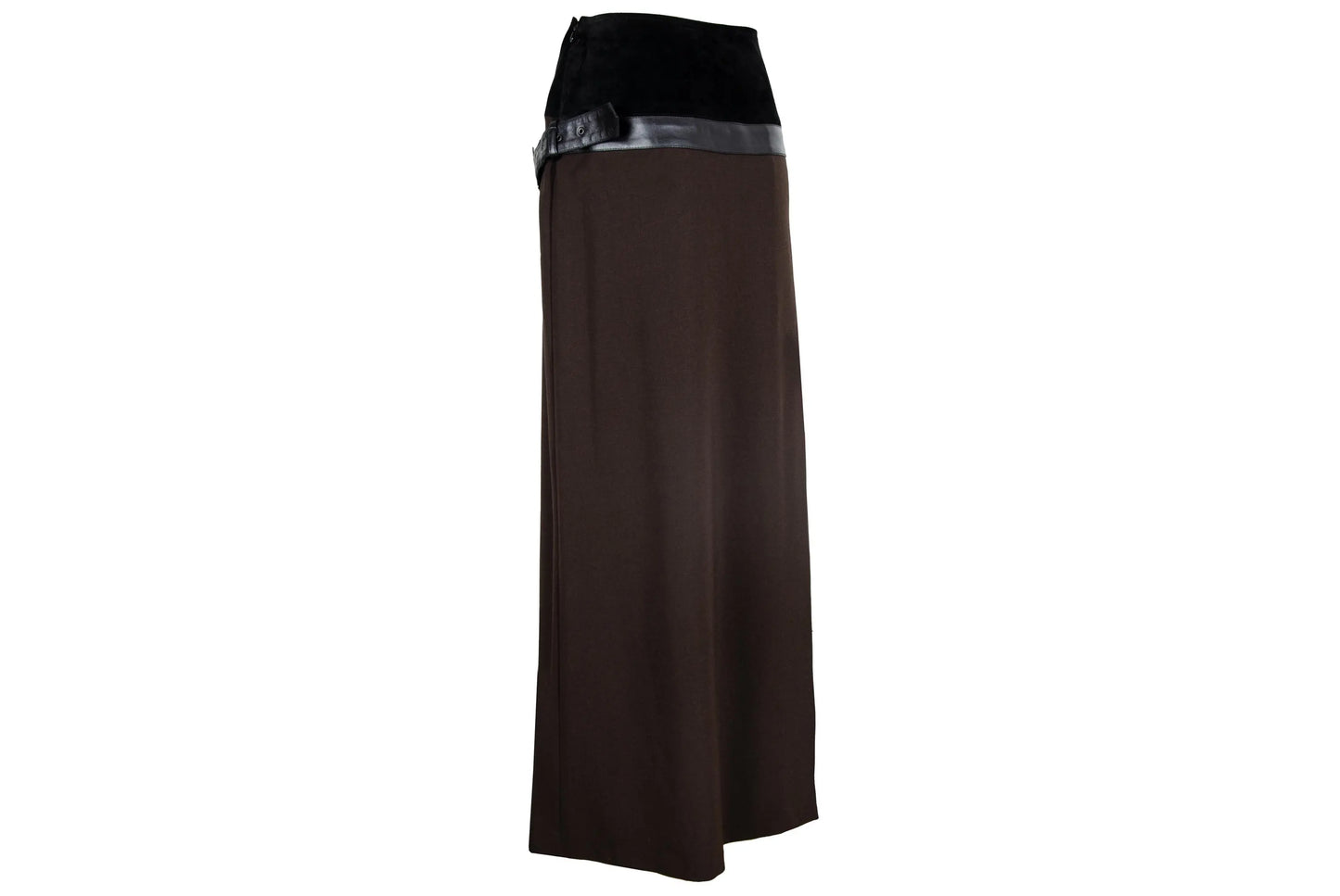 F/W 2002 Simultaneous suede and wool skirt / Vintage Simultaneous buckle belt skirt / Made in Italy