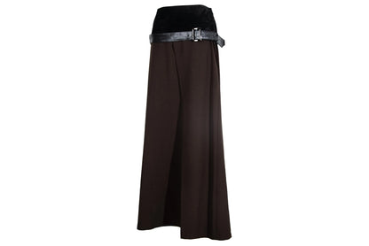 F/W 2002 Simultaneous suede and wool skirt / Vintage Simultaneous buckle belt skirt / Made in Italy