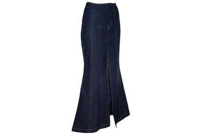 Vintage Novespazio by Noboru Yamafuji dark wash denim mermaid maxi skirt / Made in Japan