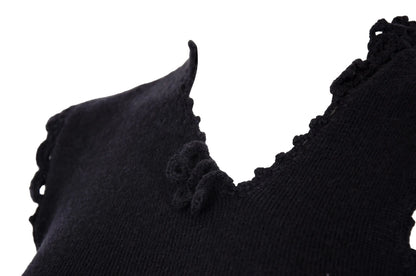 2000s Simultaneous 100% wool knit asymmetrical sleeveless top / Made in Italy