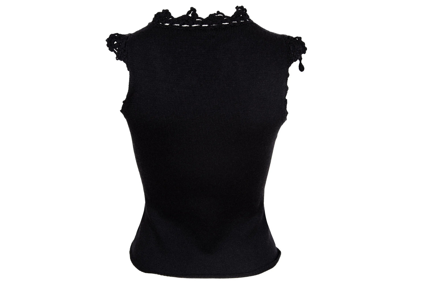 2000s Simultaneous 100% wool knit asymmetrical sleeveless top / Made in Italy