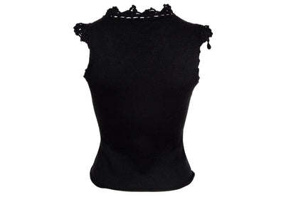 2000s Simultaneous 100% wool knit asymmetrical sleeveless top / Made in Italy