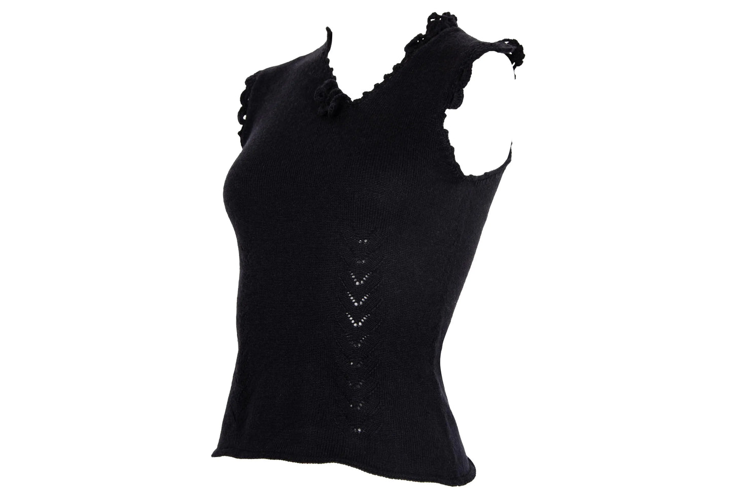2000s Simultaneous 100% wool knit asymmetrical sleeveless top / Made in Italy