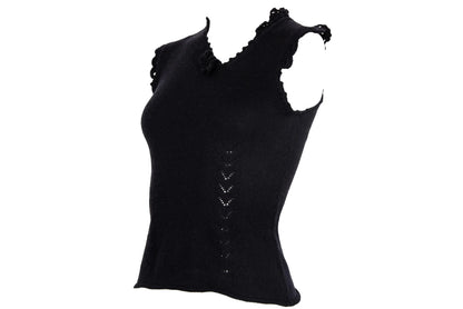 2000s Simultaneous 100% wool knit asymmetrical sleeveless top / Made in Italy