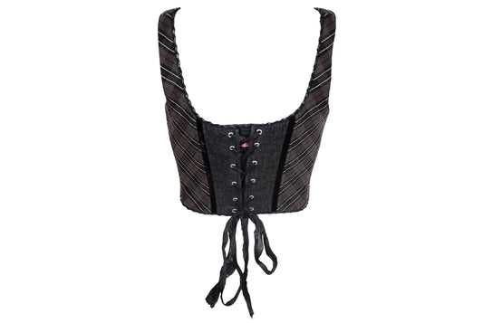 Vintage Mariella Burani tartan lace up corset / Made in Italy