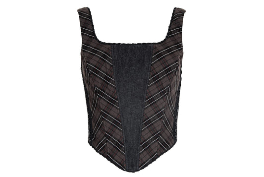 Vintage Mariella Burani tartan lace up corset / Made in Italy
