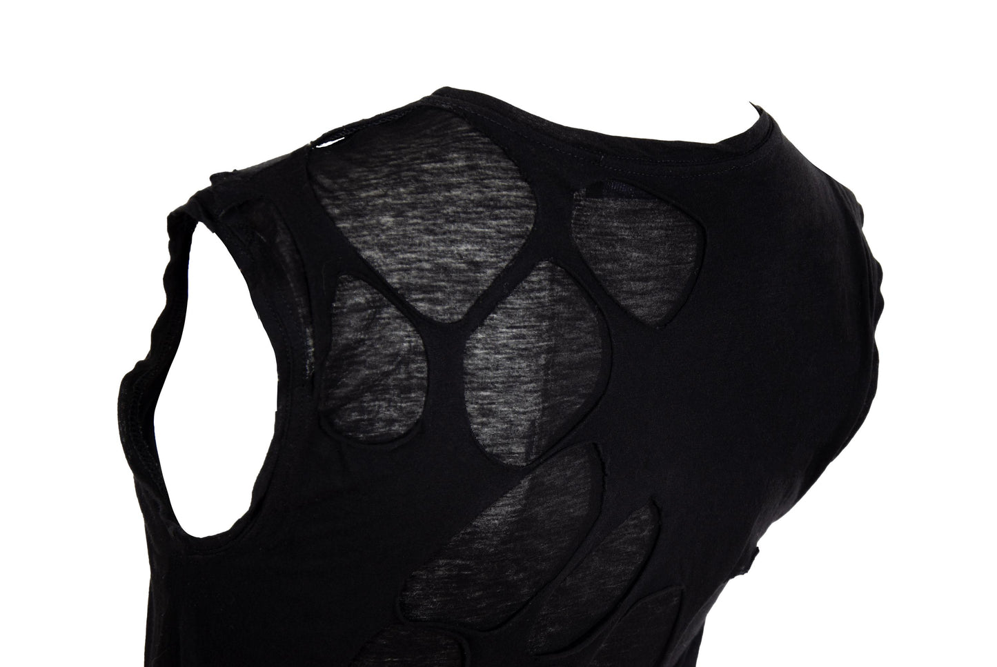 90s Jean Colonna destroyed black tank top / Layered sleeveless tee with holes / Made in Italy