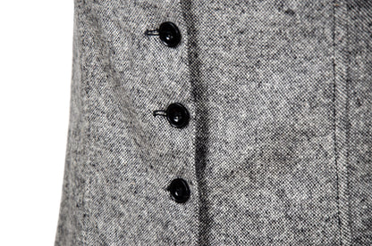 Vintage Antonio Berardi grey tweed wool skirt / High waisted skirt with oversized buckle belt