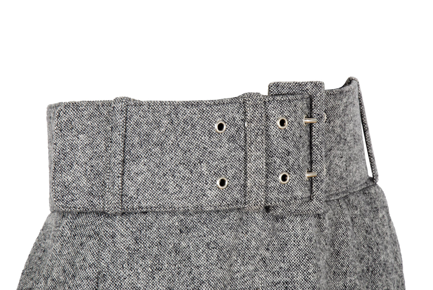 Vintage Antonio Berardi grey tweed wool skirt / High waisted skirt with oversized buckle belt