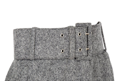 Vintage Antonio Berardi grey tweed wool skirt / High waisted skirt with oversized buckle belt