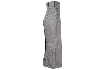 Vintage Antonio Berardi grey tweed wool skirt / High waisted skirt with oversized buckle belt