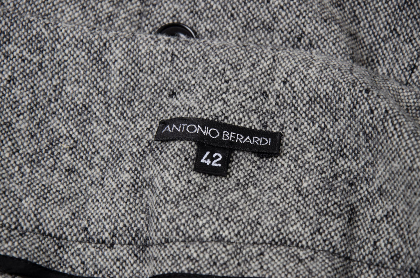 Vintage Antonio Berardi grey tweed wool skirt / High waisted skirt with oversized buckle belt