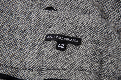 Vintage Antonio Berardi grey tweed wool skirt / High waisted skirt with oversized buckle belt