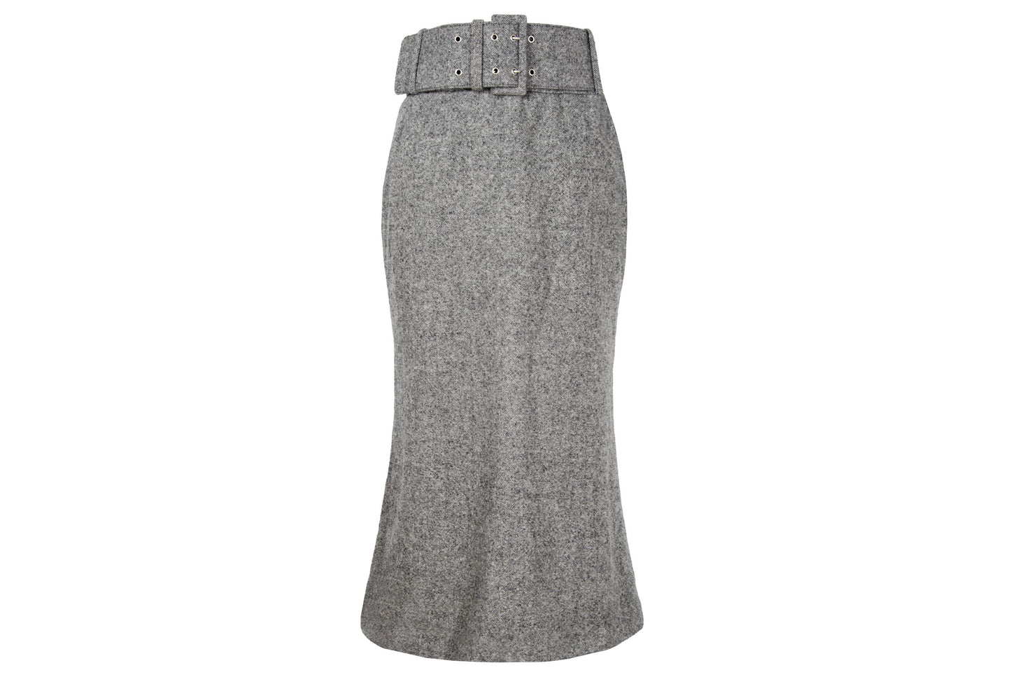 Vintage Antonio Berardi grey tweed wool skirt / High waisted skirt with oversized buckle belt