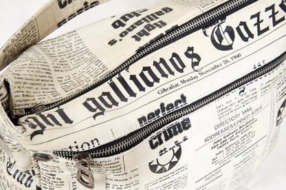 Vintage John Galliano Gazette printed leather bag / 2000s Galliano newspaper leather bag / Made in Italy