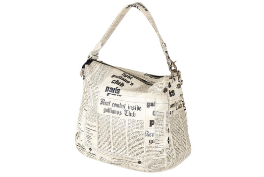 Vintage John Galliano Gazette printed leather bag / 2000s Galliano newspaper leather bag / Made in Italy