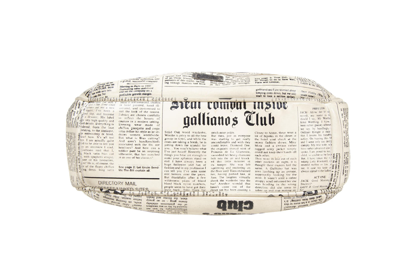 Vintage John Galliano Gazette printed leather bag / 2000s Galliano newspaper leather bag / Made in Italy