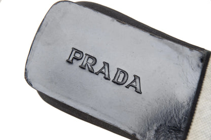 S/S 1999 Prada platform slides / 90s archive Prada tweed chunky sole mules / Made in Italy