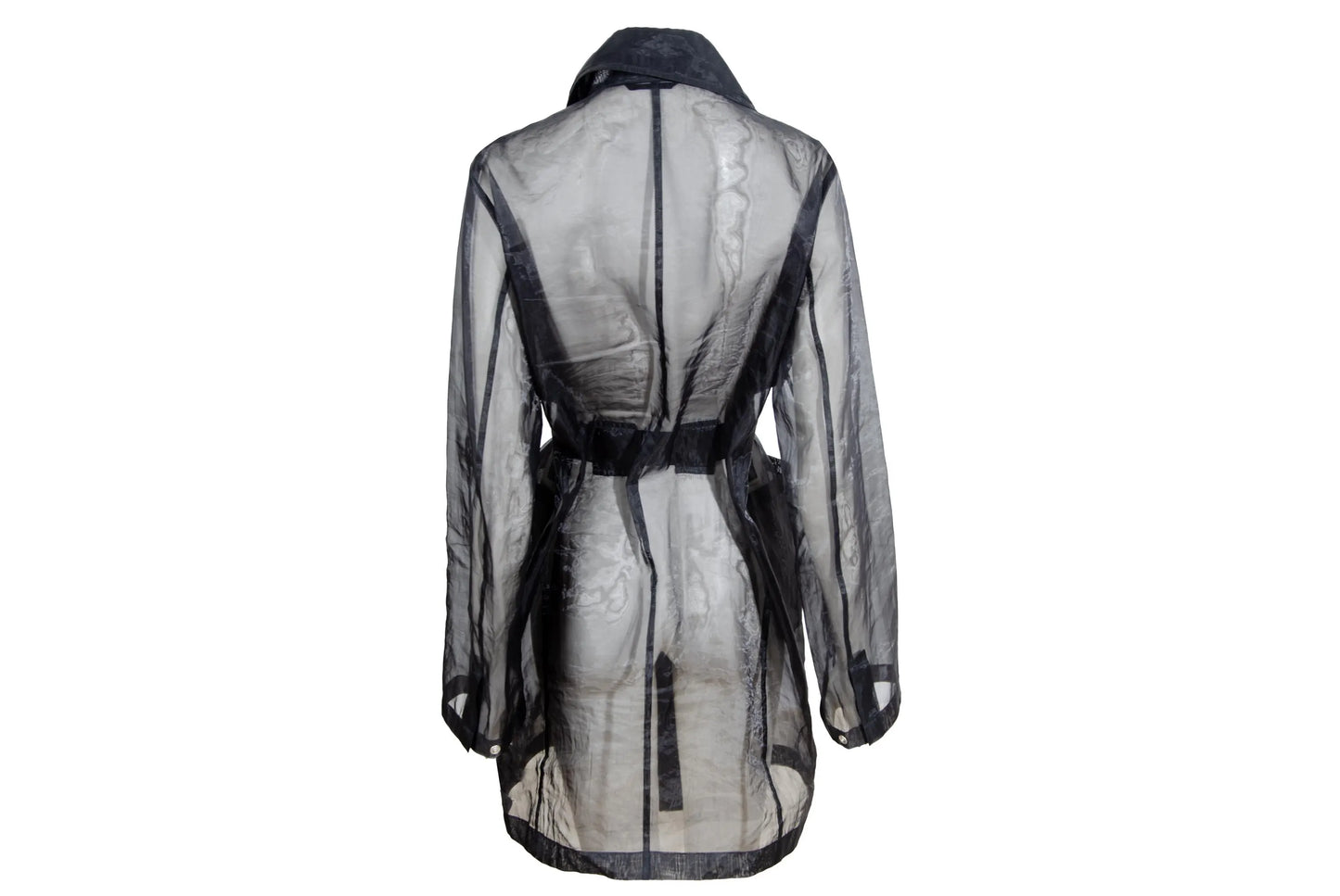 Vintage Jil Sander Raf Simons sheer black double breasted trench coat / Made in Italy