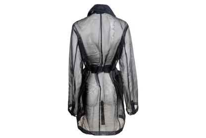 Vintage Jil Sander Raf Simons sheer black double breasted trench coat / Made in Italy