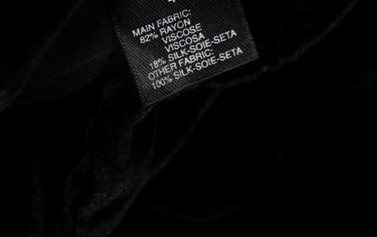 Vintage silk blend black velvet asymmetrical frog closure jacket / Belgian brand silk velvet knot fastener flared sleeves shirt jacket