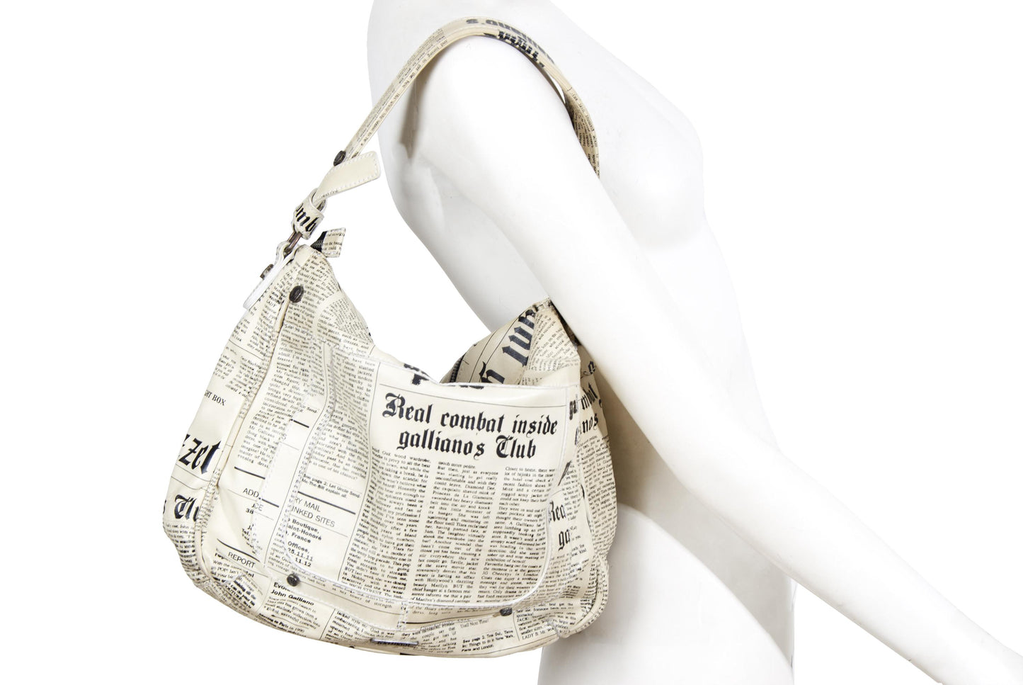 Vintage John Galliano Gazette printed leather bag / 2000s Galliano newspaper leather bag / Made in Italy