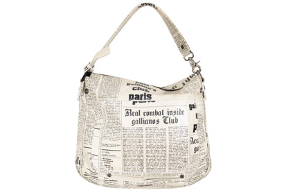 Vintage John Galliano Gazette printed leather bag / 2000s Galliano newspaper leather bag / Made in Italy