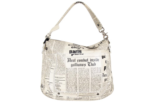 Vintage John Galliano Gazette printed leather bag / 2000s Galliano newspaper leather bag / Made in Italy