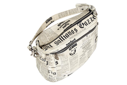 Vintage John Galliano Gazette printed leather bag / 2000s Galliano newspaper leather bag / Made in Italy
