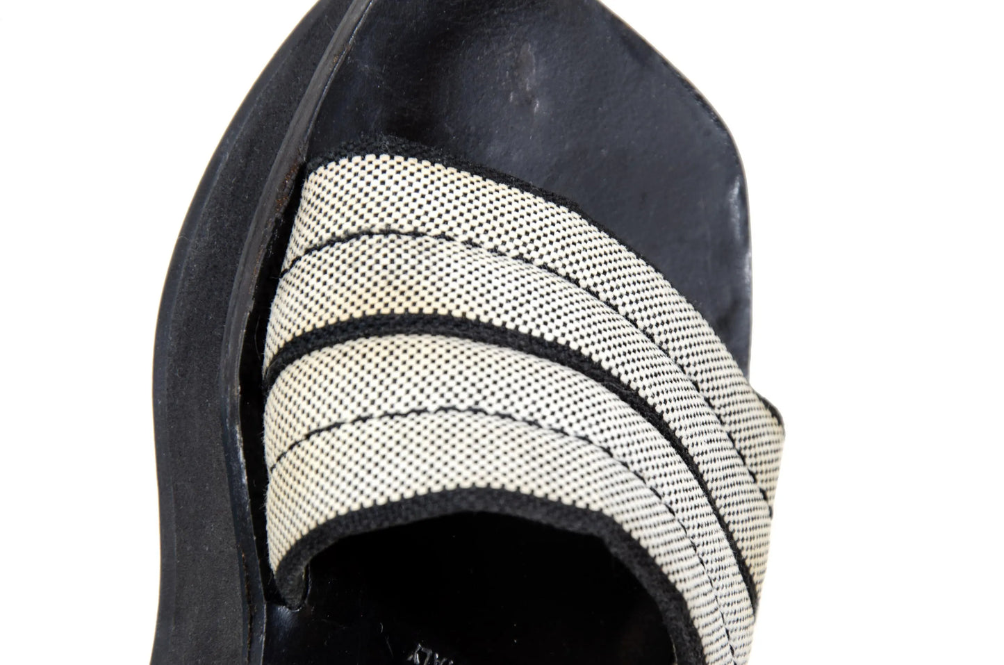 S/S 1999 Prada platform slides / 90s archive Prada tweed chunky sole mules / Made in Italy