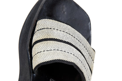 S/S 1999 Prada platform slides / 90s archive Prada tweed chunky sole mules / Made in Italy
