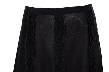 Vintage Romeo Gigli black midi skirt with distressed ribbons / Made in Italy