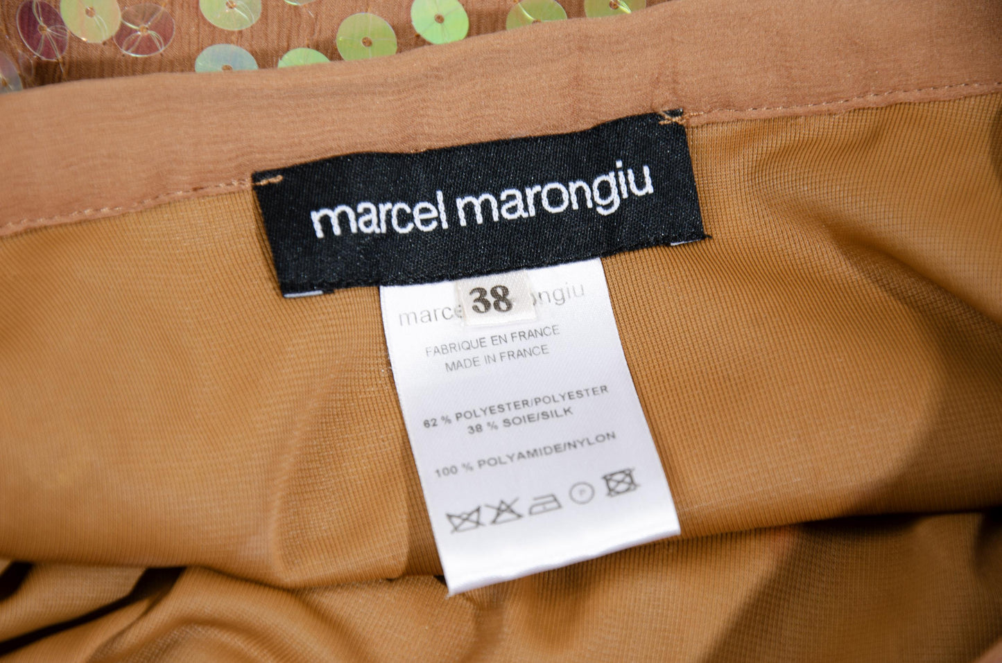S/S 2001 Marcel Marongiu silk blend sequins midi skirt / Made in France
