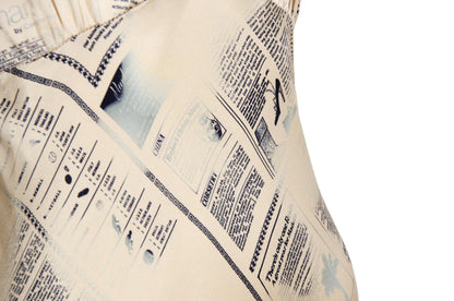 Vintage 100% silk newspaper print lace trim slip dress / Italian brand pure silk gazette print mini dress / Made in Italy