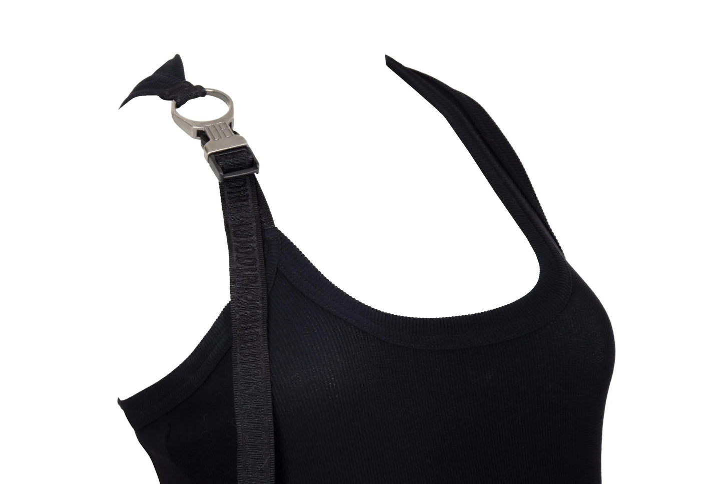 Vintage Dirk Bikkembergs asymmetrical straps black cotton tank top / Dirk Bikkembergs metal clip buckle strap sleeveless top / Made in Italy