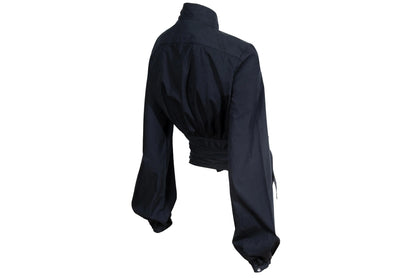 Vintage Marcel Marongiu black wrap shirt with balloon sleeves