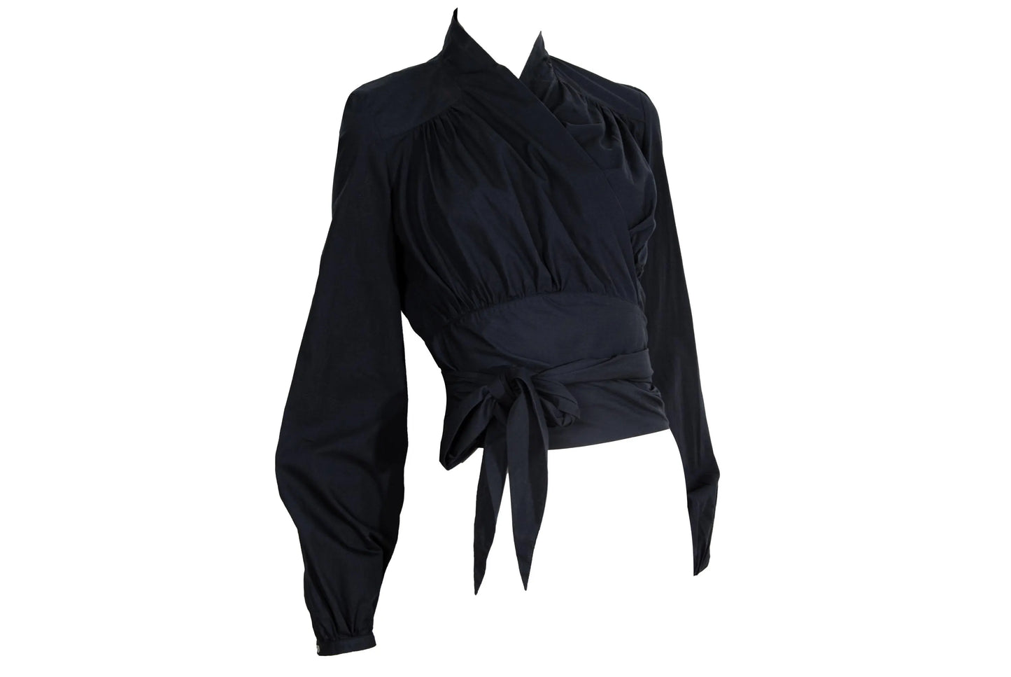 Vintage Marcel Marongiu black wrap shirt with balloon sleeves