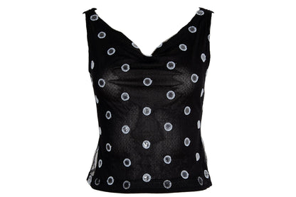 F/W 2000 Amaya Arzuaga mirror polka dot cowl neck sleeveless top / Made in Spain