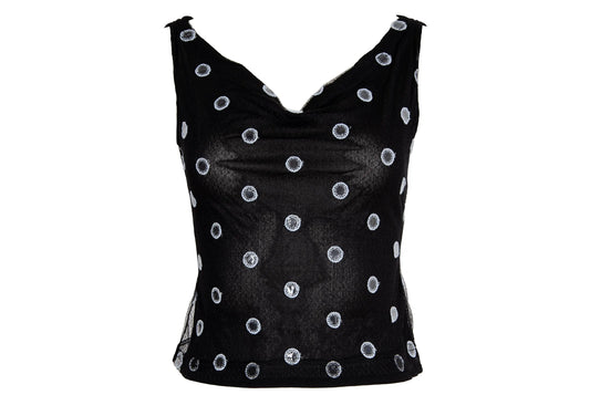 F/W 2000 Amaya Arzuaga mirror polka dot cowl neck sleeveless top / Made in Spain