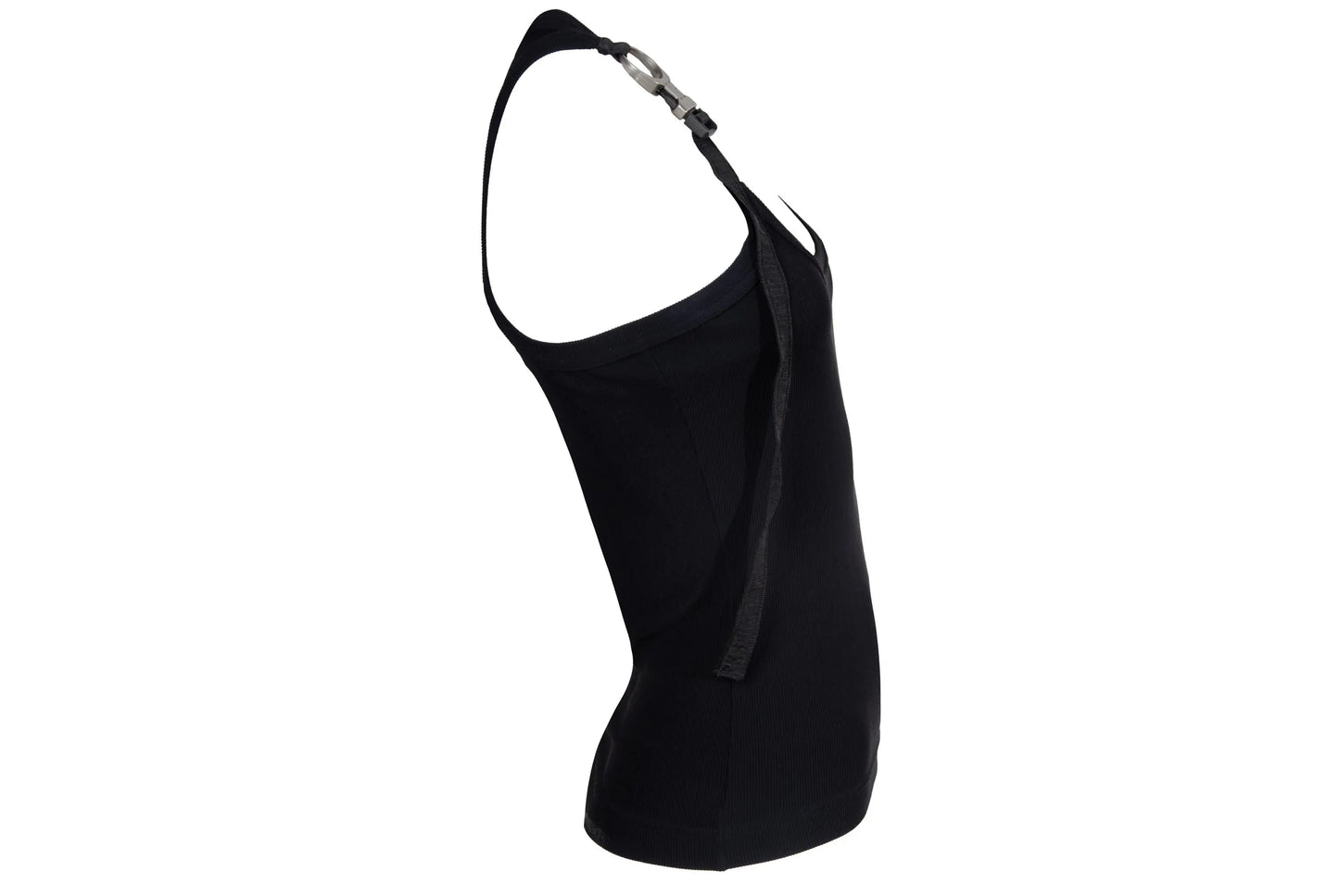 Vintage Dirk Bikkembergs asymmetrical straps black cotton tank top / Dirk Bikkembergs metal clip buckle strap sleeveless top / Made in Italy
