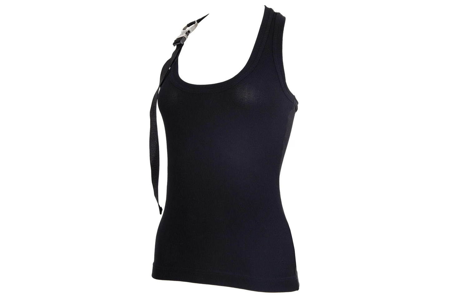 Vintage Dirk Bikkembergs asymmetrical straps black cotton tank top / Dirk Bikkembergs metal clip buckle strap sleeveless top / Made in Italy